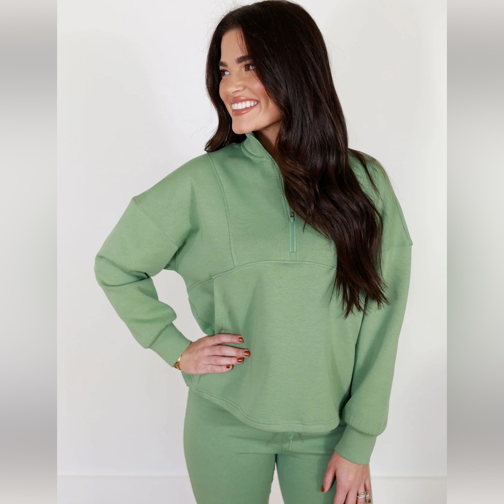 Salt Project by Natalie Kennedy Here To Stay Half Zip Pullover Sweatshirt New